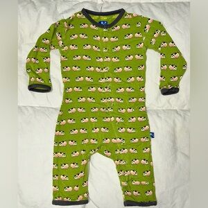 Kickee Pants bamboo romper w/drop seat and cow print sz 0-3 months